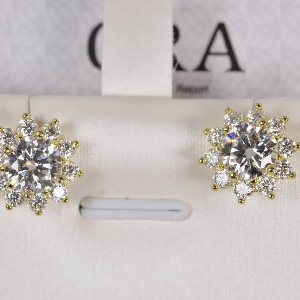 2.8 CT Sunflower All Moissanite Stud Earrings